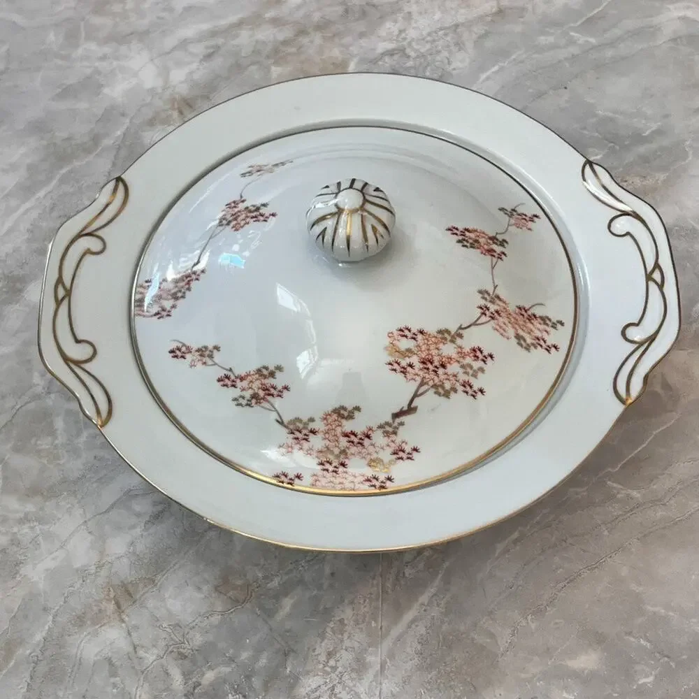 Vintage Fukagawa Arita Maple Pattern Sugar Bowl with lid Made In Japan